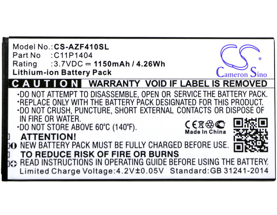3.7V, 1150mAh, Li-ion Battery fits Asus, Zenfone 4 A400cg, Zenfone 4 Pf400cg, 4.255Wh