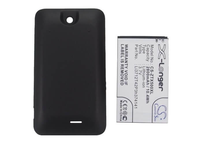 3.7V, 2800mAh, Li-ion Battery fits Zte, Score M, X500, 10.36Wh