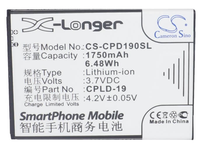 3.7V, 1750mAh, Li-ion Battery fits Coolpad, 5895, 5930, 6.475Wh