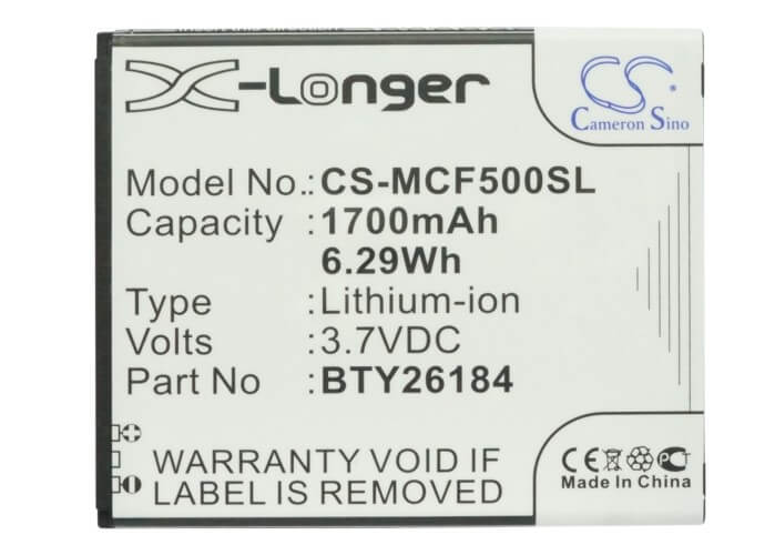 3.7V, 1700mAh, Li-ion Battery fits Mobistel, Cynus F5, Mt-8201b, 6.29Wh