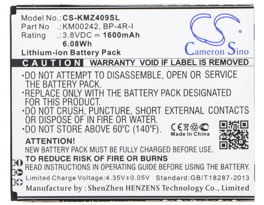 3.8V, 1600mAh, Li-ion Battery fits Highscreen, Prime S, 6.08Wh