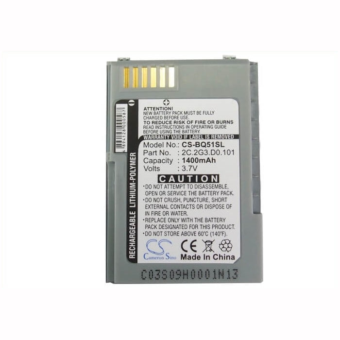 3.7V, 1400mAh, Li-Polymer Battery fits Benq-siemens, P51, 5.18Wh