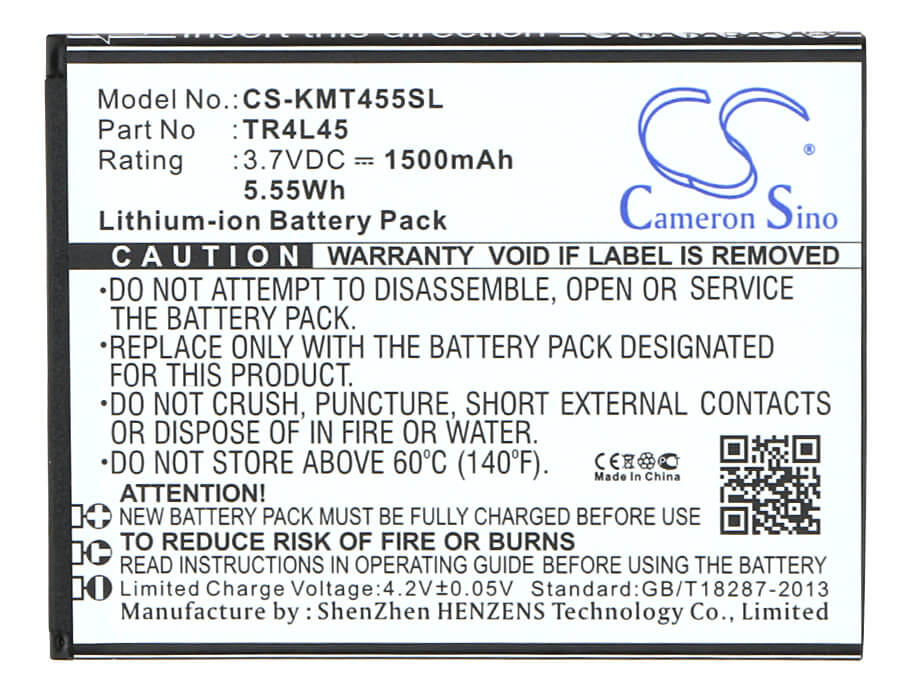 3.7V, 1500mAh, Li-ion Battery fits Kazam, Trooper 445l, 5.55Wh