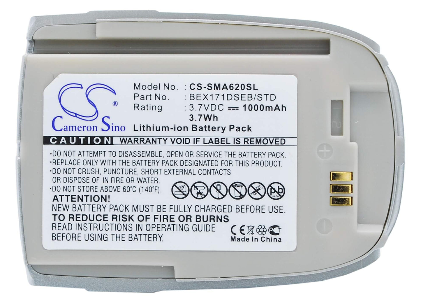3.7V, 1000mAh, Li-ion Battery fits Samsung, Sph-a620, Vag-1000, 3.7Wh