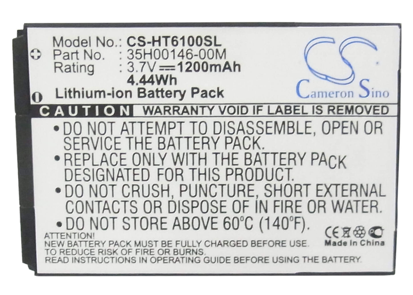 3.7V, 1200mAh, Li-ion Battery fits Htc, Evo Shift 4g, Knight, 4.44Wh
