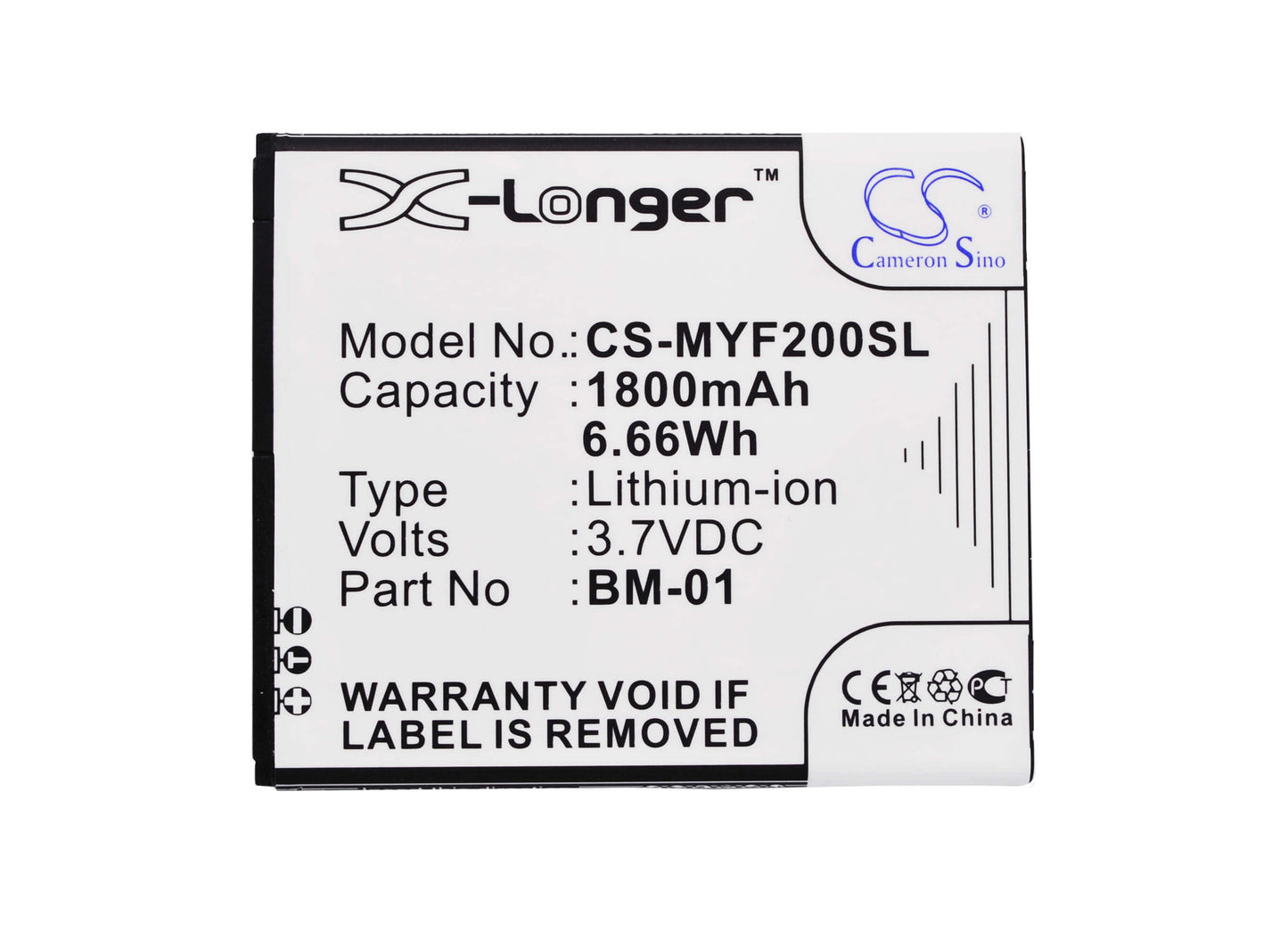3.7V, 1800mAh, Li-ion Battery fits Myphone, Fun 2, Next-s, 6.66Wh