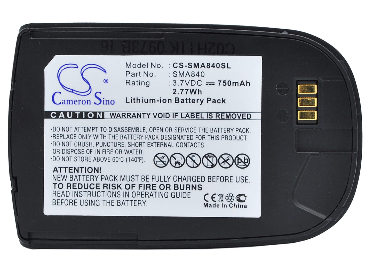 3.7V, 750mAh, Li-ion Battery fits Sprint, Via820, 2.775Wh