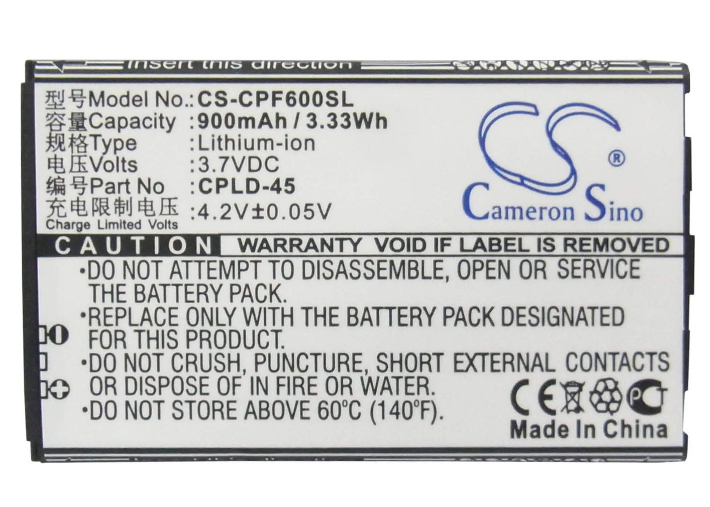 3.7V, 900mAh, Li-ion Battery fits Coolpad, 8830, E506, 3.33Wh