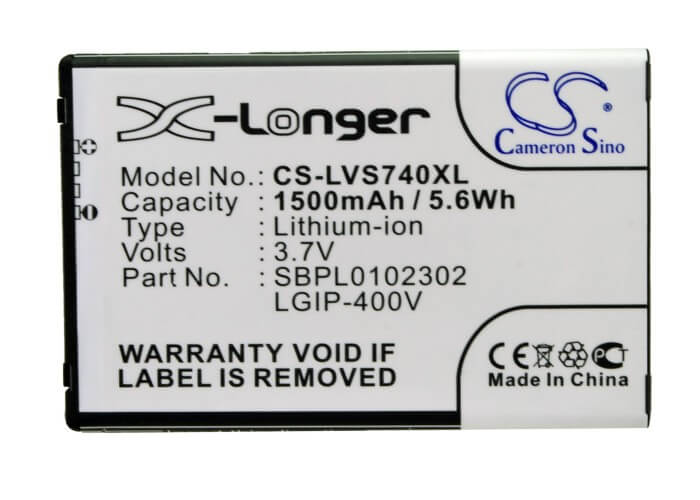 3.7V, 1500mAh, Li-ion Battery fits Lg, Ally Vs740, Ally Vs750, 5.55Wh