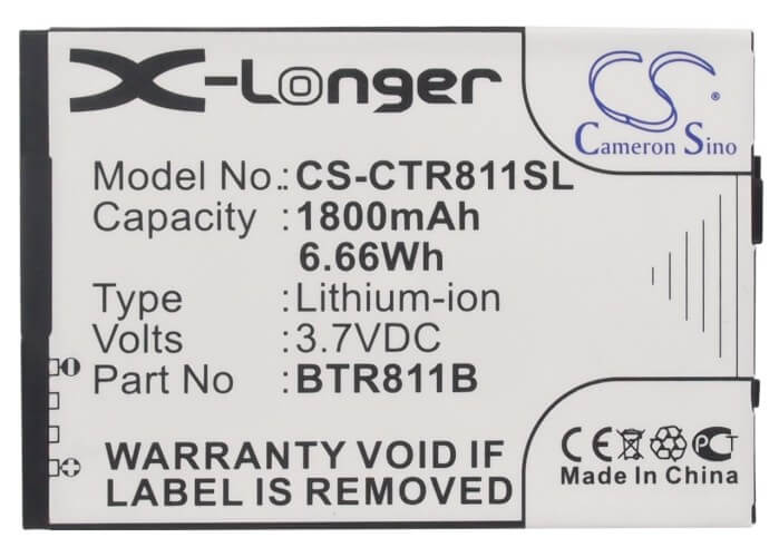 3.7V, 1800mAh, Li-ion Battery fits Casio, C811, Ca201, 6.66Wh