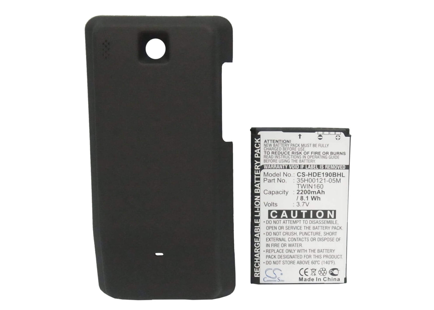 Black, 3.7V, 2200mAh, Li-ion Battery fits Dopod, A6288, 8.14Wh