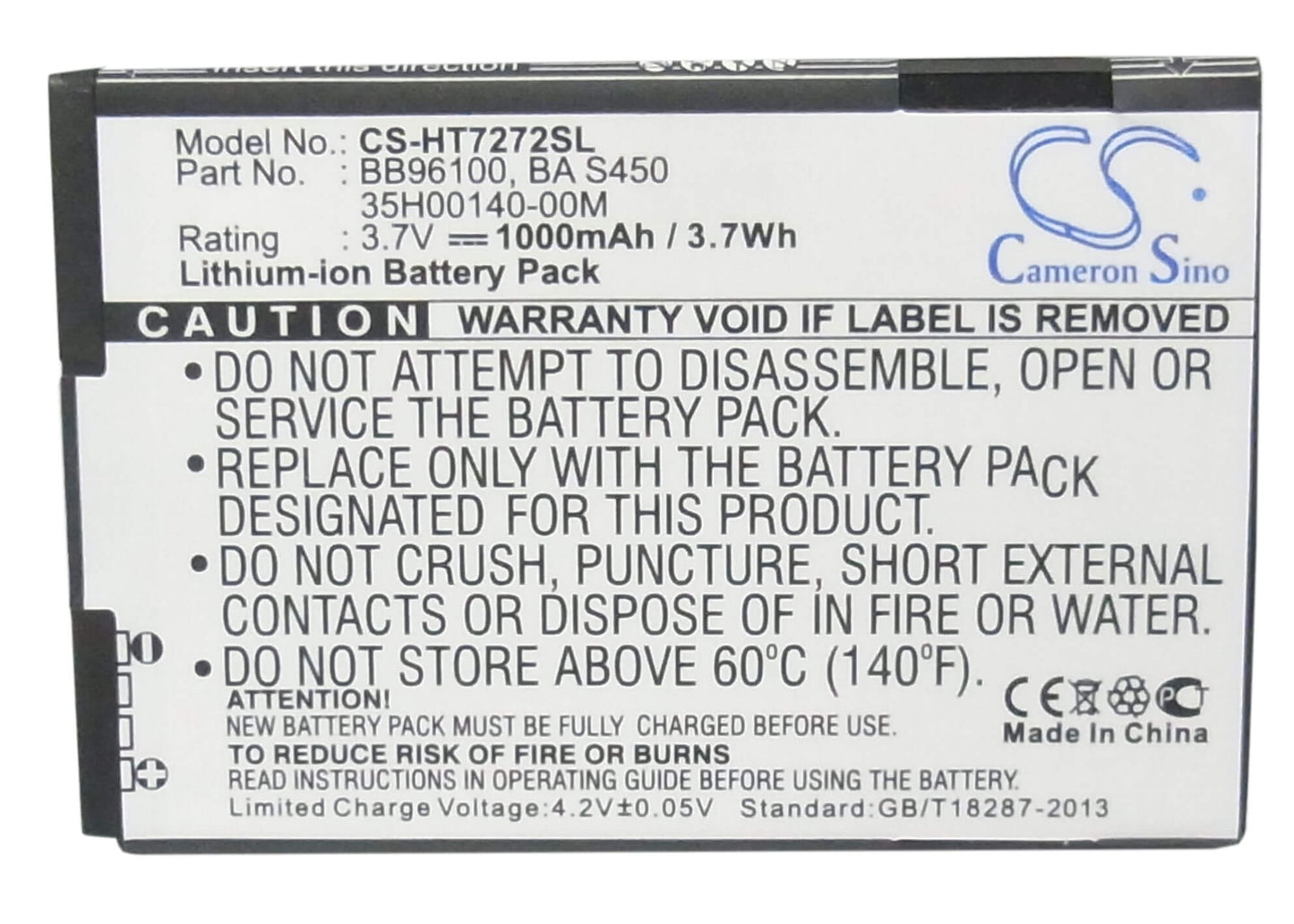 3.7V, 1000mAh, Li-ion Battery fits T-mobile, G2, 3.7Wh