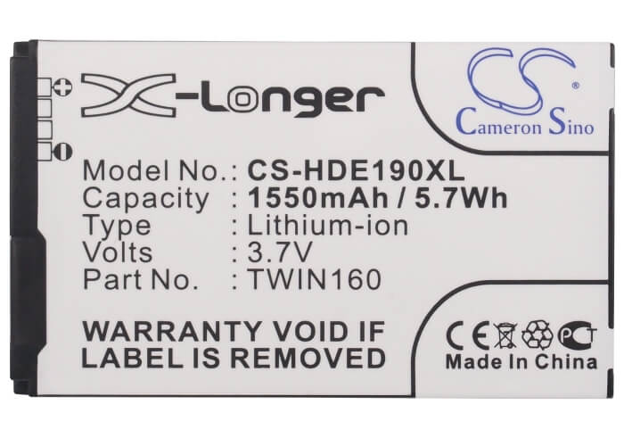 3.7V, 1550mAh, Li-ion Battery fits Htc, A6262, A6266, 5.735Wh