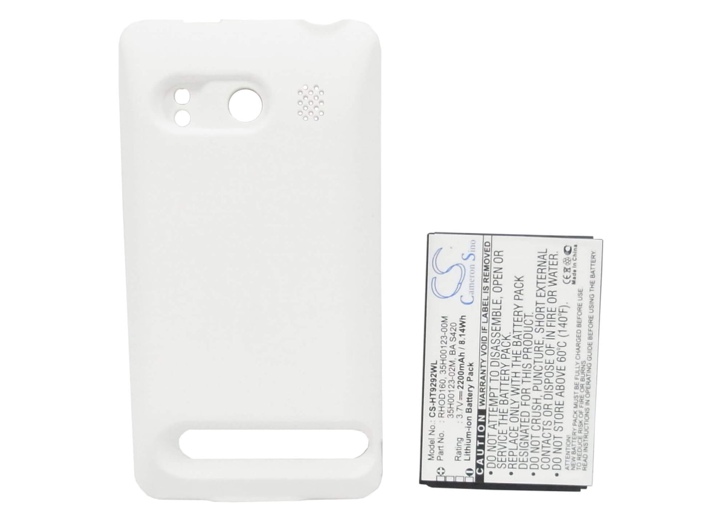 White, 3.7V, 2200mAh, Li-ion Battery fits Sprint, A9292, Evo 4g, 8.14Wh