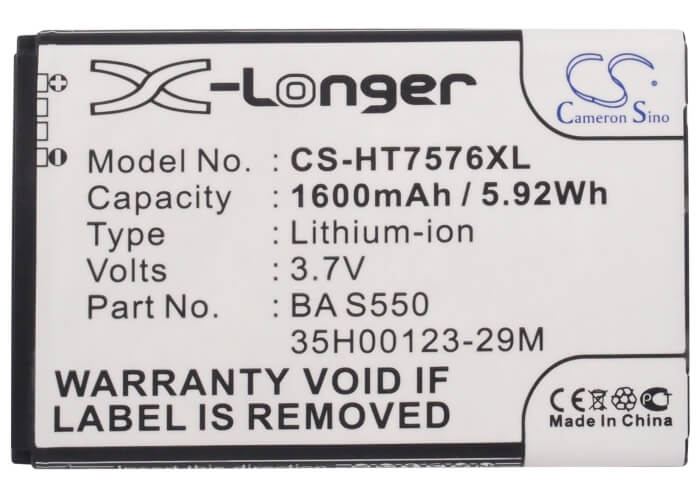 3.7V, 1600mAh, Li-ion Battery fits Htc, 7 Pro, T7576, 5.92Wh