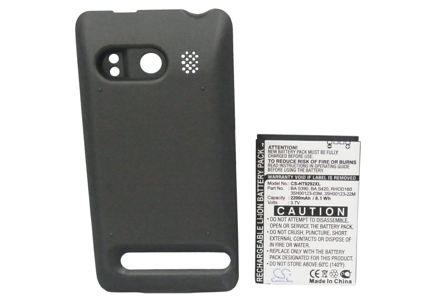 Black, 3.7V, 2200mAh, Li-ion Battery fits Htc, A9292, Evo 4g, 8.14Wh