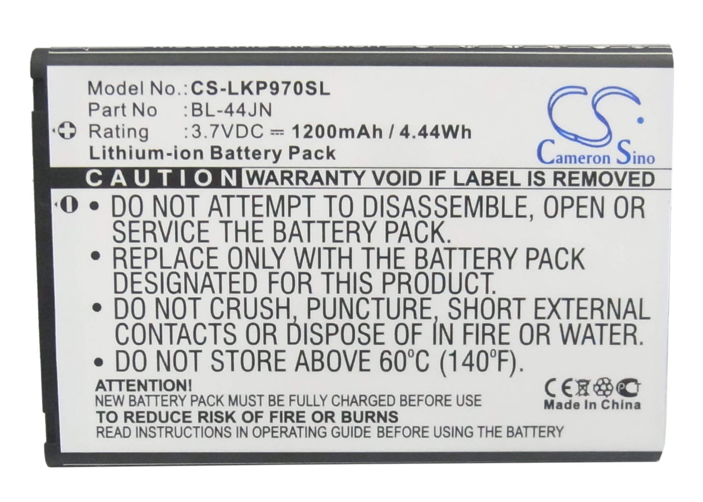3.7V, 1200mAh, Li-ion Battery fits T-mobile, Lge739, Mytouch, 4.44Wh