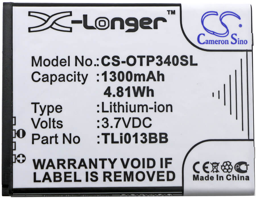 3.7V, 1300mAh, Li-ion Battery fits Orange, Klif, 4.81Wh