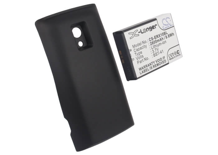 Black, 3.7V, 2600mAh, Li-ion Battery fits Sony Ericsson, Xperia X10, Xperia X10a, 9.62Wh