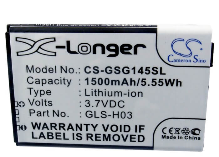 3.7V, 1500mAh, Li-ion Battery fits Gsmart, G1345, 5.55Wh