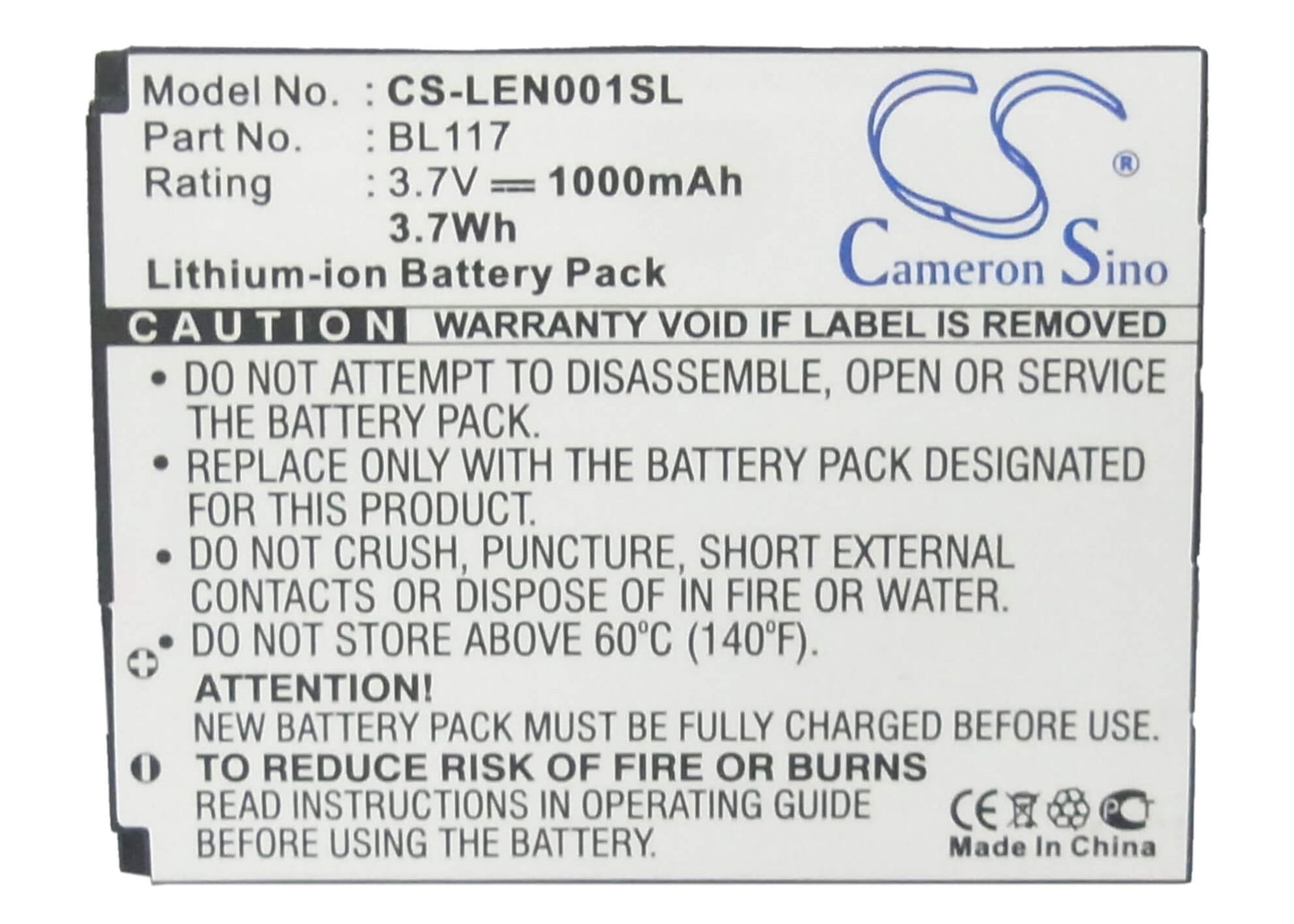 3.7V, 1000mAh, Li-ion Battery fits Lenovo, O1, 3.7Wh