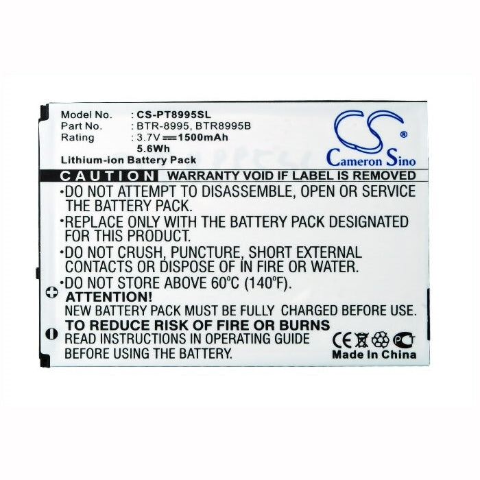 3.7V, 1400mAh, Li-ion Battery fits Pantech, Adr8995, Adr8995vw, 5.18Wh
