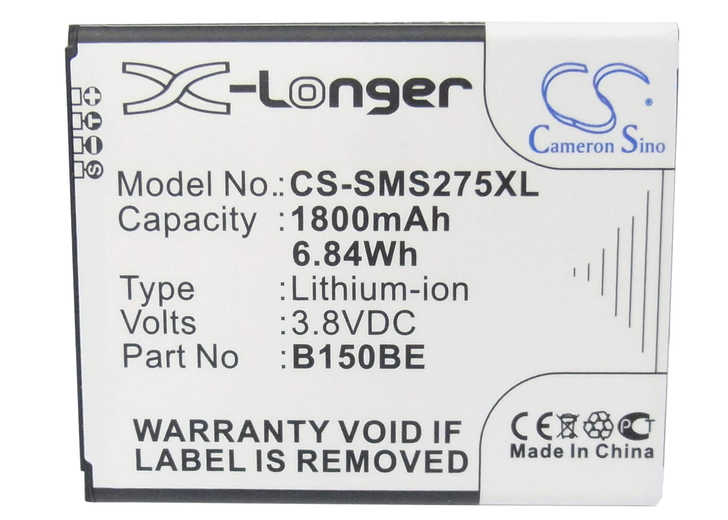 3.8V, 1800mAh, Li-ion Battery fits Samsung, Galaxy Ace 3 Lte, Galaxy Light, 6.84Wh