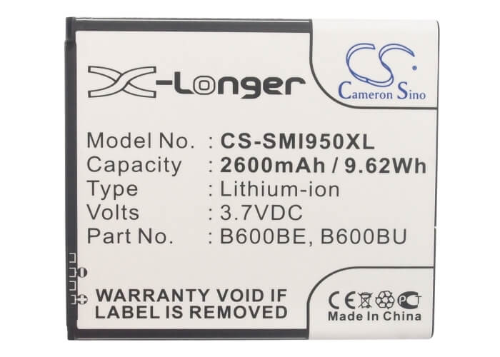CS-SMI950XL, Mobile, Smartphone 3.8V, 2600mAh, Li-ion Battery fits Samsung, Altius, Galaxy S 4 Duos, 9.88Wh