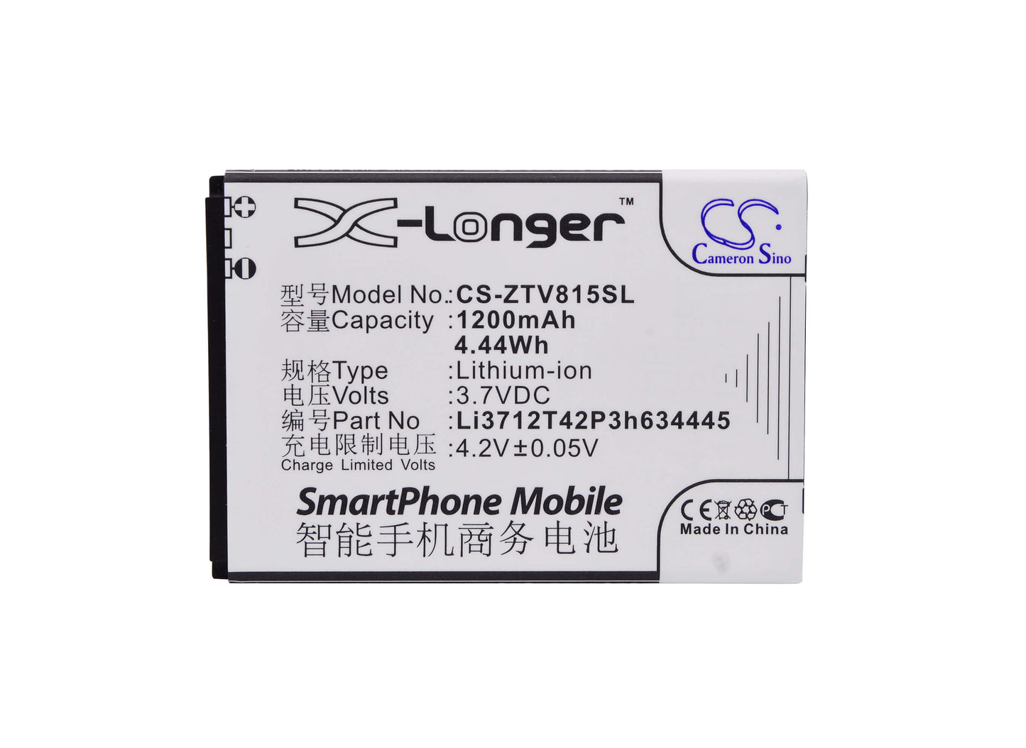3.7V, 1200mAh, Li-ion Battery fits Zte, Blade C320, V815w, 4.44Wh