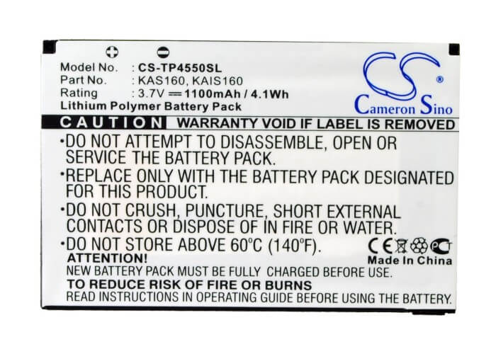 3.7V, 1100mAh, Li-Polymer Battery fits O2, Xda Stellar, 4.07Wh