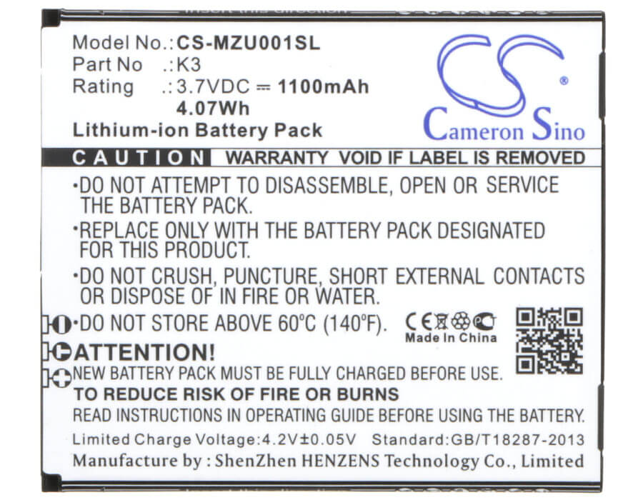 3.7V, 1100mAh, Li-ion Battery fits Navon, Mizu Mzt001, 4.07Wh