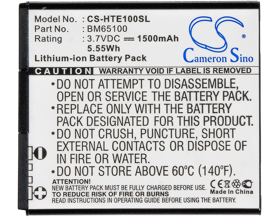 3.7V, 1500mAh, Li-ion Battery fits Htc, 0pcv200, 0po100, 5.55Wh