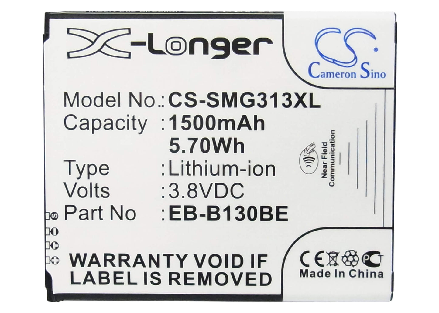 CS-SMG313XL, Mobile, Smartphone 3.8V, 1500mAh, Li-ion Battery fits Samsung, Galaxy Ace 4 3g, Galaxy Ace Nxt, 5.7Wh