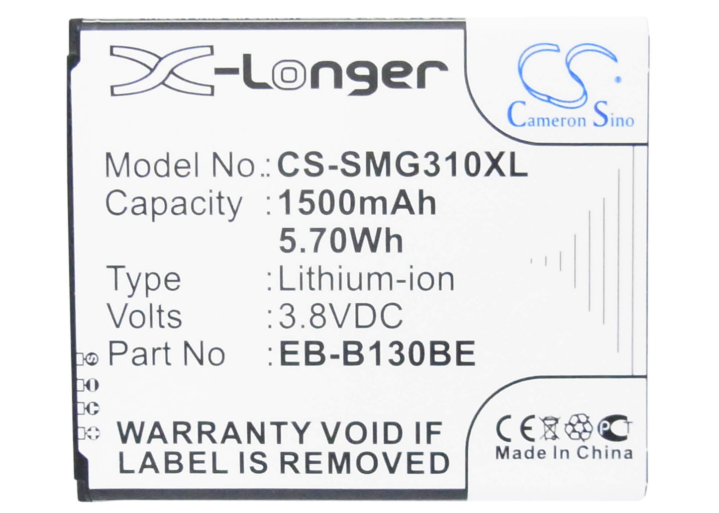 CS-SMG310XL, Mobile, Smartphone 3.8V, 1500mAh, Li-ion Battery fits Samsung, Galaxy Ace 4 3g, Galaxy Ace Nxt, 5.7Wh