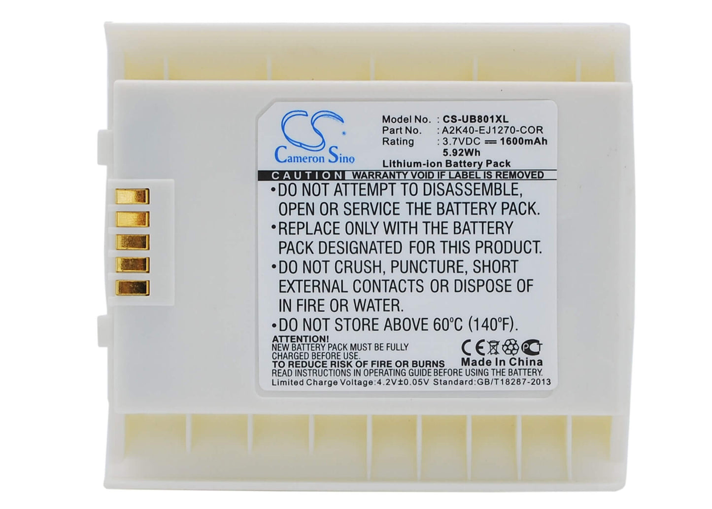 3.7V, 1600mAh, Li-ion Battery fits Gigabyte, Gsmart I300, 5.92Wh