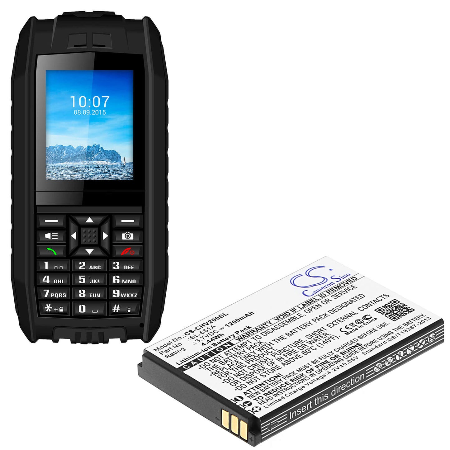 3.7V, 1200mAh, Li-ion Battery fits Crosscall, Shark-v2, 4.44Wh