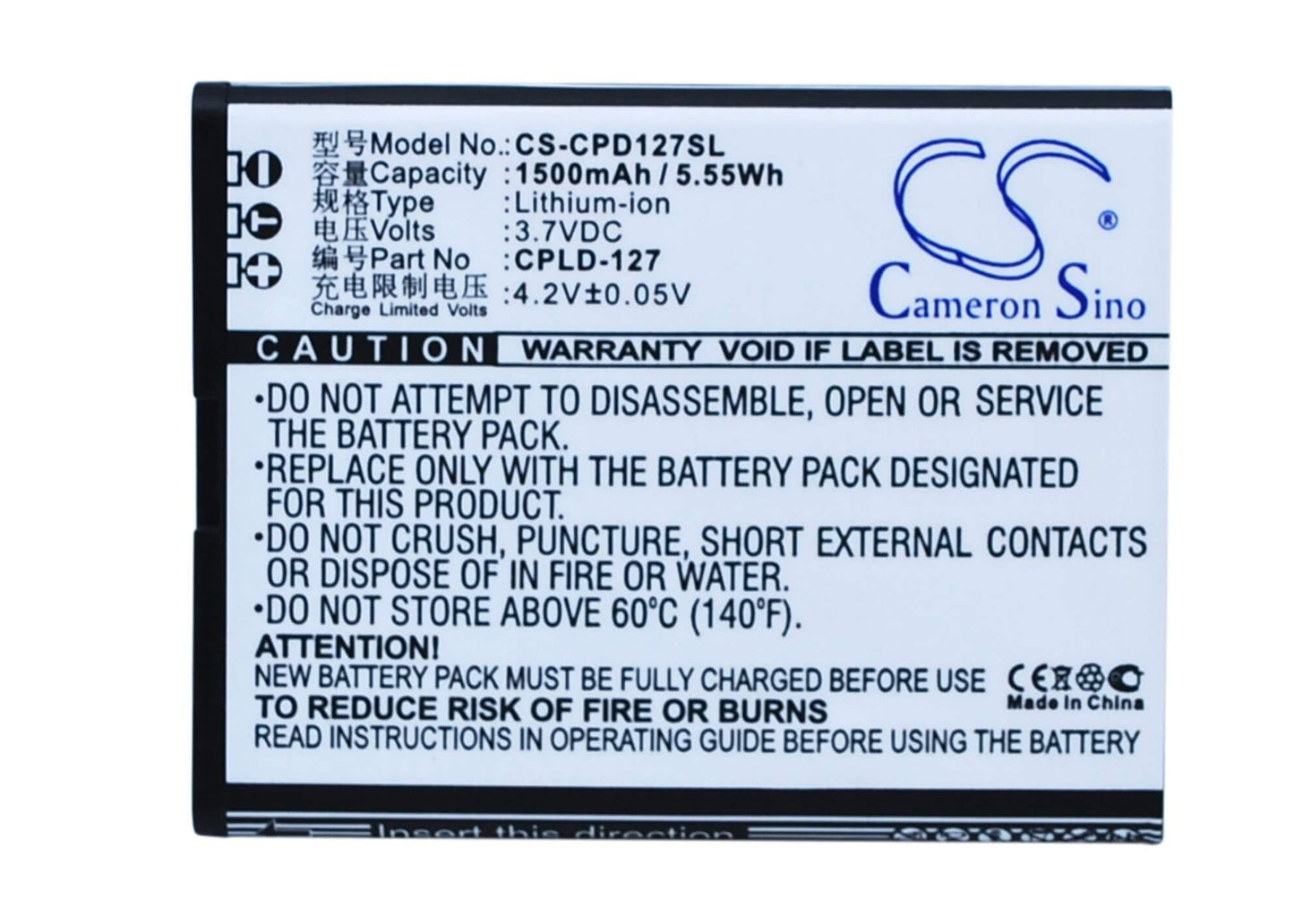 3.7V, 1500mAh, Li-ion Battery fits Coolpad, 8017, 5.55Wh