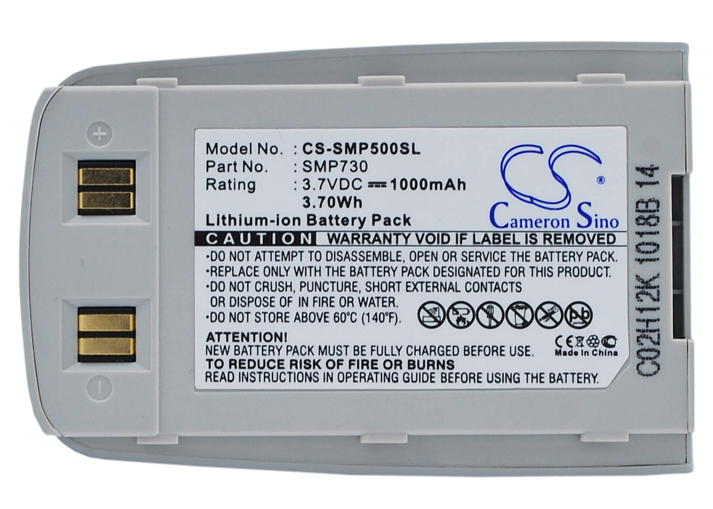 3.7V, 1000mAh, Li-ion Battery fits Samsung, Sgh-p500, Sgh-p518, 3.7Wh