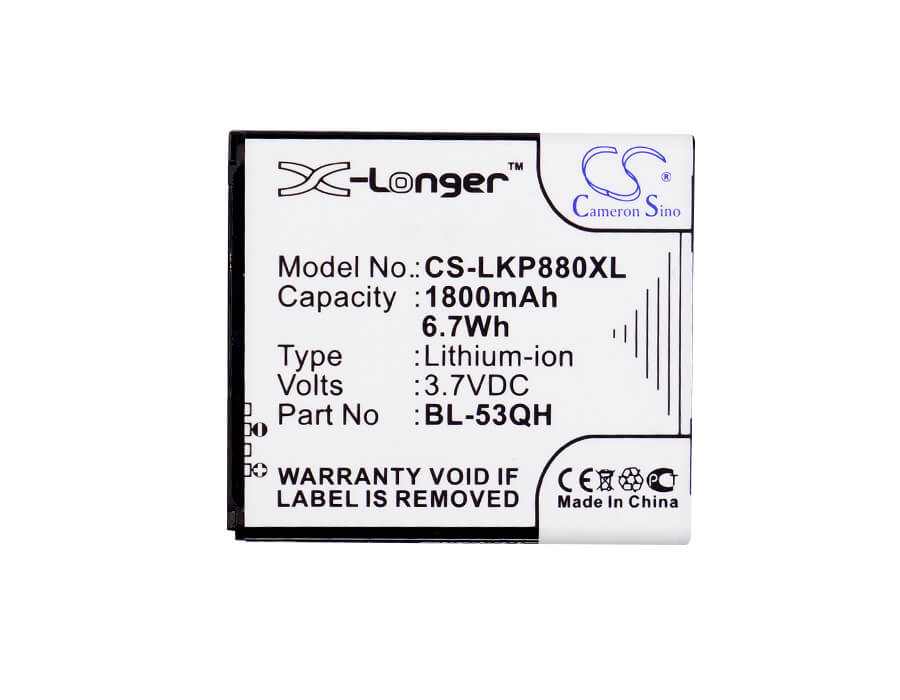 3.7V, 1800mAh, Li-ion Battery fits Metropcs, 4g, Lgms870, 6.66Wh