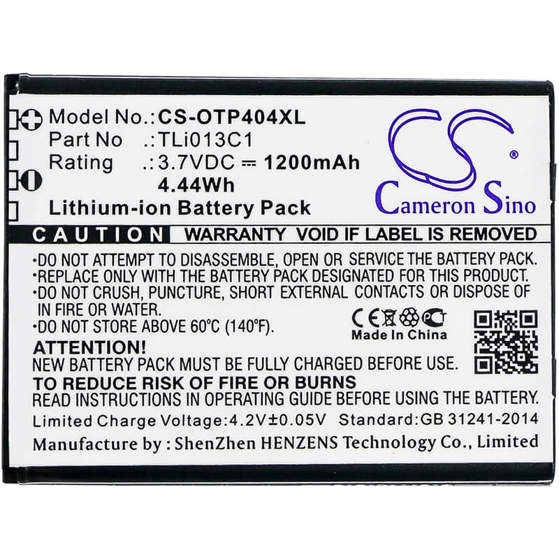 3.7V, 1200mAh, Li-ion Battery fits Alcatel, Go Flip V, One Touch Go Flip, 4.44Wh