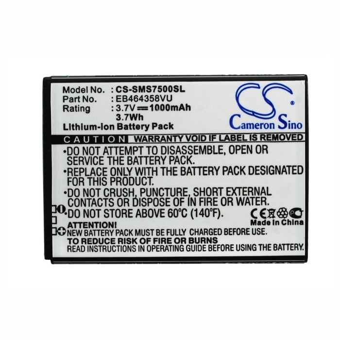 3.7V, 1000mAh, Li-ion Battery fits Samsung, Galaxy Ace Plus, Galaxy Ace Q, 3.7Wh