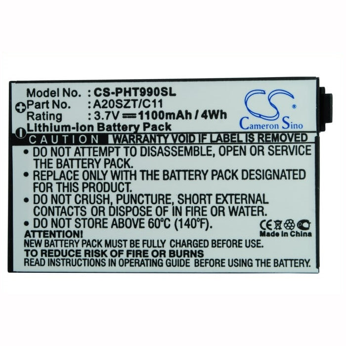 3.7V, 1100mAh, Li-ion Battery fits Philips, 9@9t, 9a9t, 4.07Wh