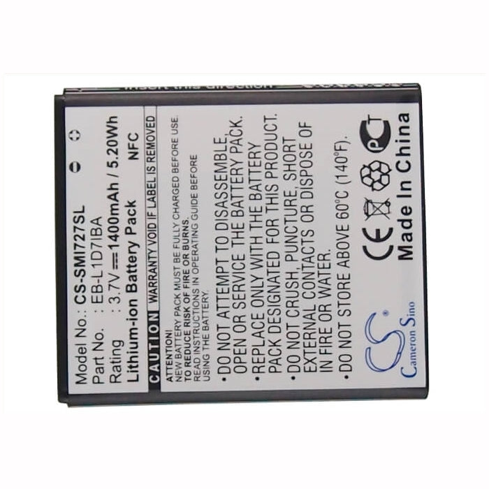 CS-SMI727SL, Mobile, Smartphone 3.7V, 1400mAh, Li-ion Battery fits T-mobile, Galaxy S Ii, Galaxy S Ii 4g, 5.18Wh