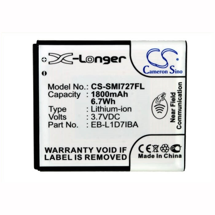 CS-SMI727FL, Mobile, Smartphone 3.7V, 1800mAh, Li-ion Battery fits At&t, Galaxy S 2 Skyrocket 4g, Galaxy S Ii Skyrocket 4g, 6.66