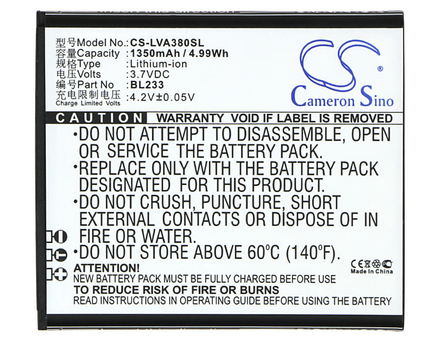 3.7V, 1350mAh, Li-ion Battery fits Lenovo, A1000-a, A2800-d, 4.995Wh
