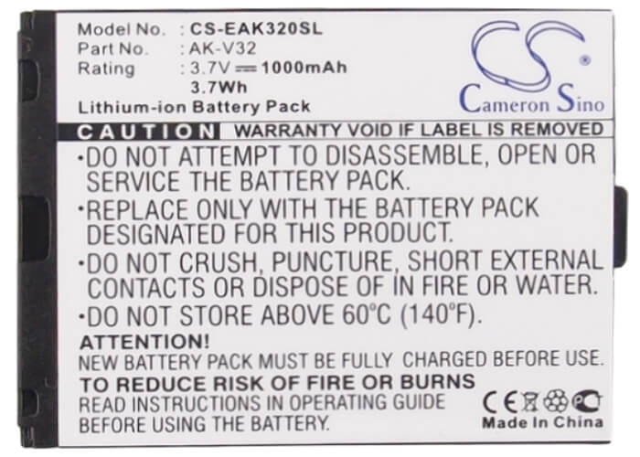 3.7V, 1000mAh, Li-ion Battery fits Emporia, Click, Click V32, 3.7Wh