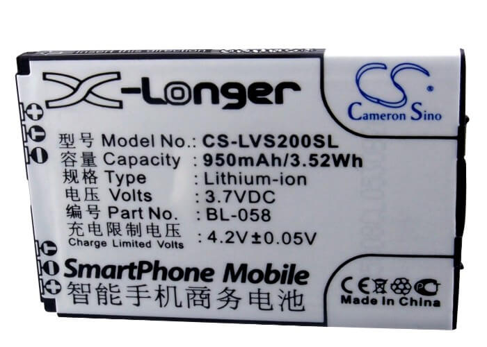 3.7V, 950mAh, Li-ion Battery fits Lenovo, A307, A320, 3.515Wh