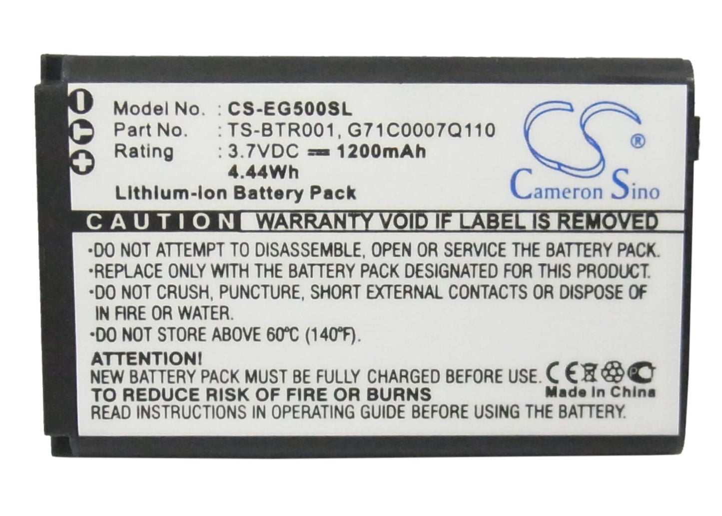 3.7V, 1200mAh, Li-ion Battery fits Toshiba, Portege G500, 4.44Wh