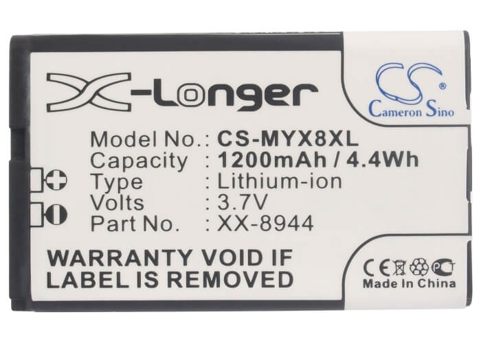 3.7V, 1200mAh, Li-ion Battery fits Sagem, Myx8, Myx-8, 4.44Wh
