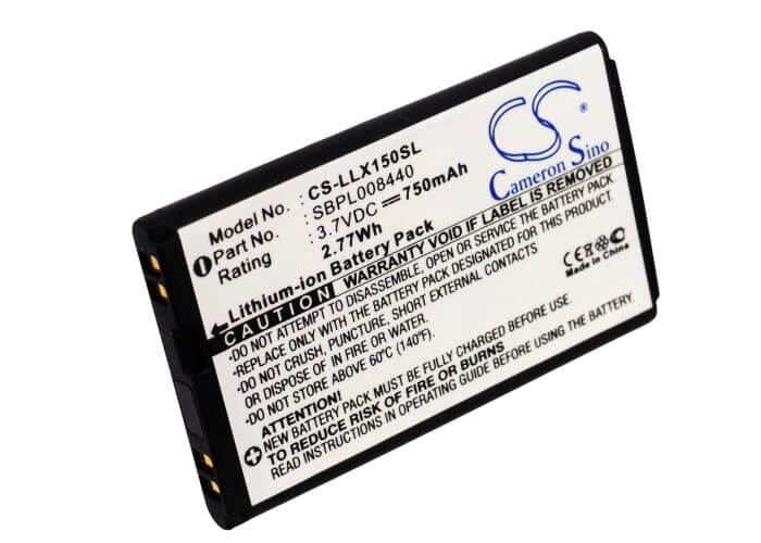 3.7V, 750mAh, Li-ion Battery fits Lg, Lx150, Lx-150, 2.775Wh